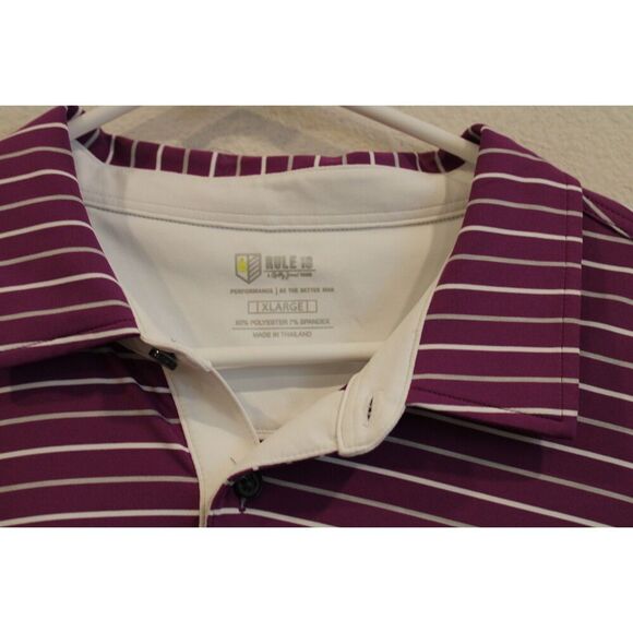Rule 18 Bobby Jones purple and while strip golf polo shirt size xlarge - Picture 3 of 6